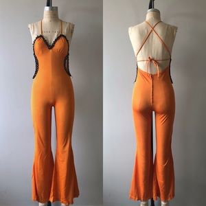 SOLD Vintage 1970’s Fun Orange & Black Jumpsuit